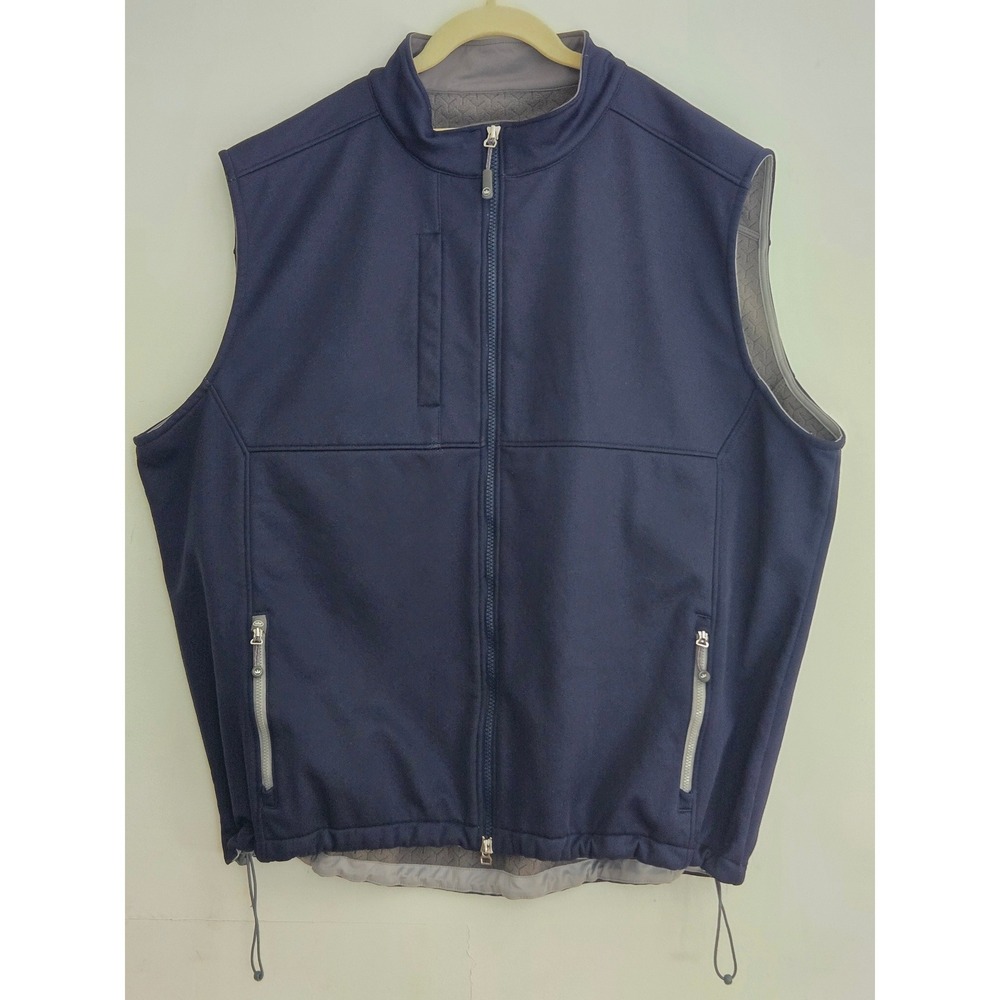 Peter Millar Mens Vest Full Zip Navy Blue Fleece Lined Quilted Pockets XL 2019